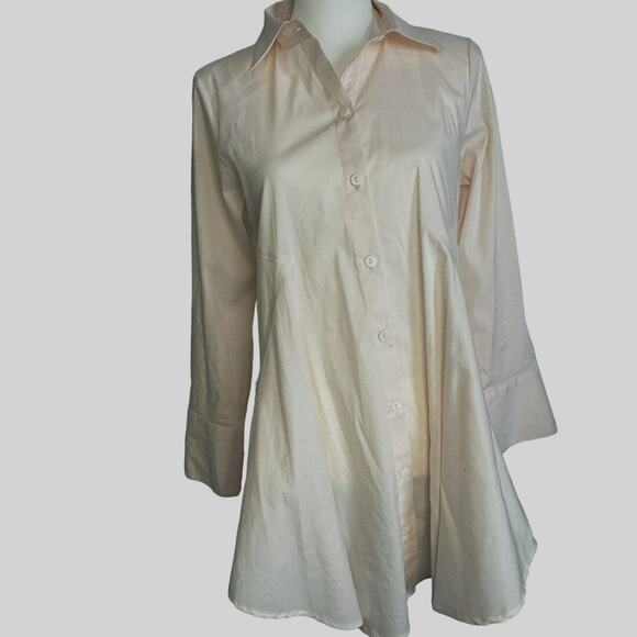 INAE COLLECTION | Women's XS Pink Button Up Tunic A-Line Shirt Dress Long Sleeve - Picture 1 of 14